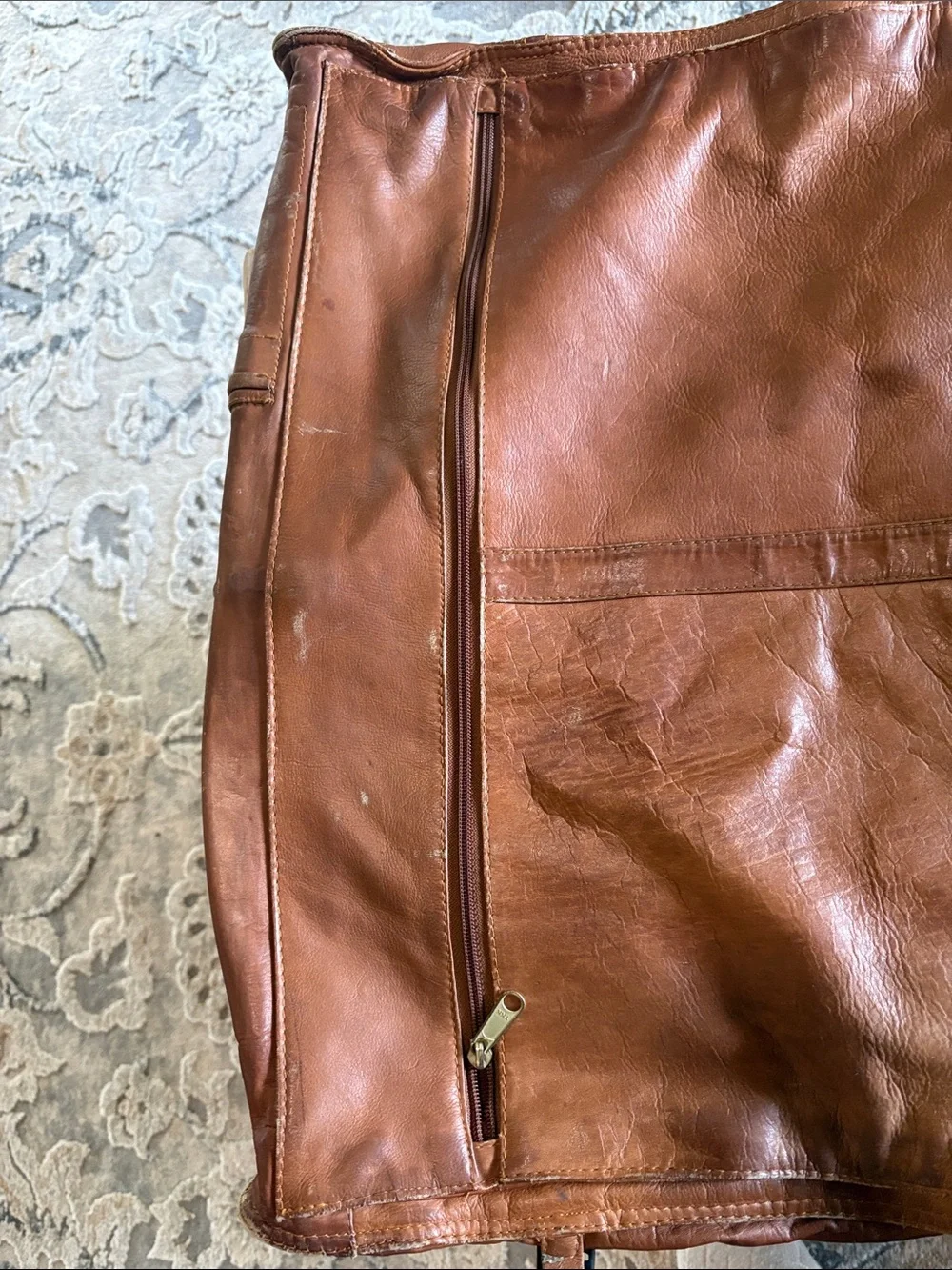 Leather Garment Bag - Brown Travel Organizer